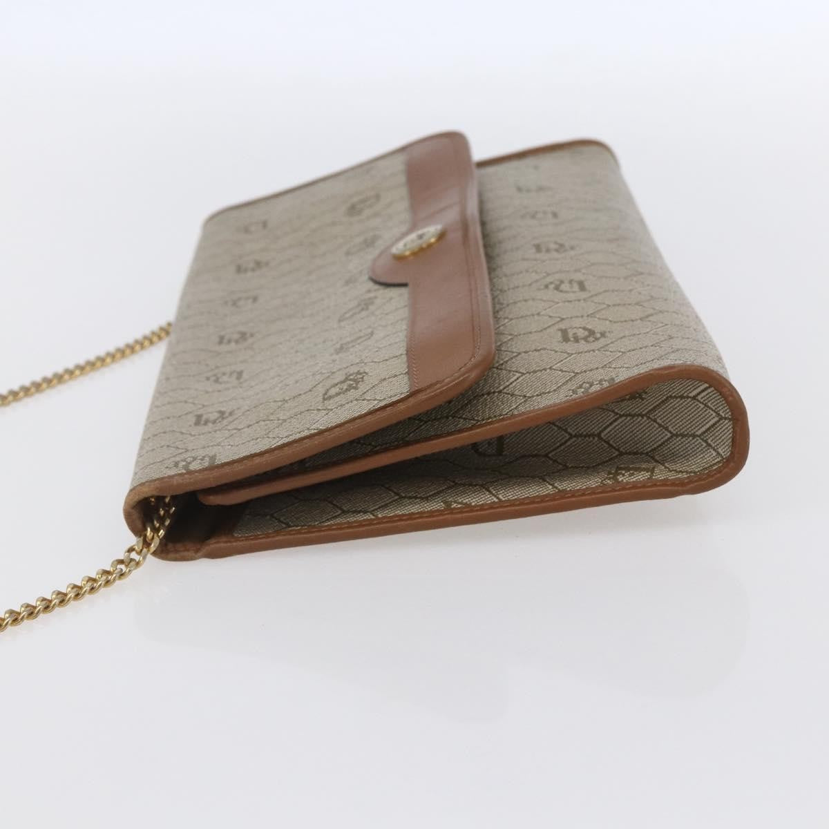 Christian Dior Vintage Honeycomb chain Canvas, BEIGE, CANVAS, Shoulder bag