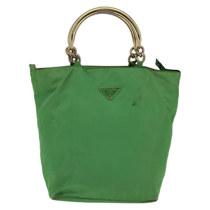 Prada Metal Handles Tote Tessuto, GREEN, NYLON, Tote bag