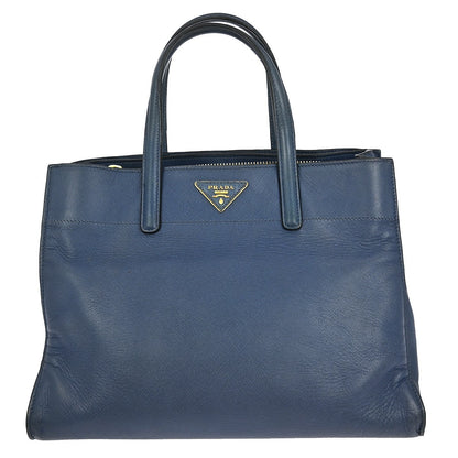 Prada Soft Triple Pocket Convertible Tote Saffiano Leather, BLUE, LEATHER, Tote bag