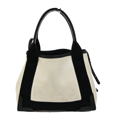 Balenciaga Navy Cabas Canvas with Leather, NAVY, CANVAS, Tote bag