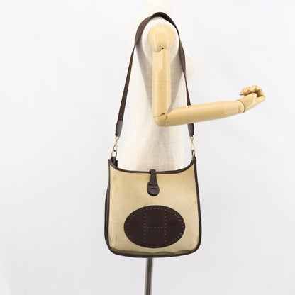 Hermes Evelyne Bag Gen III Toile and Leather, BEIGE, CANVAS, Shoulder bag