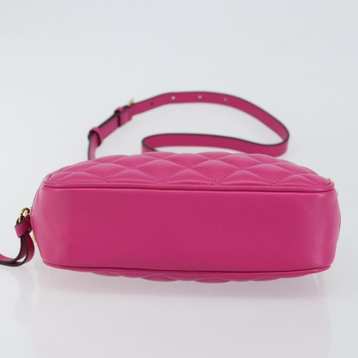 Versace Medusa Icon Front Slip Pocket Camera Bag Quilted Leather, PINK, LEATHER, Shoulder bag
