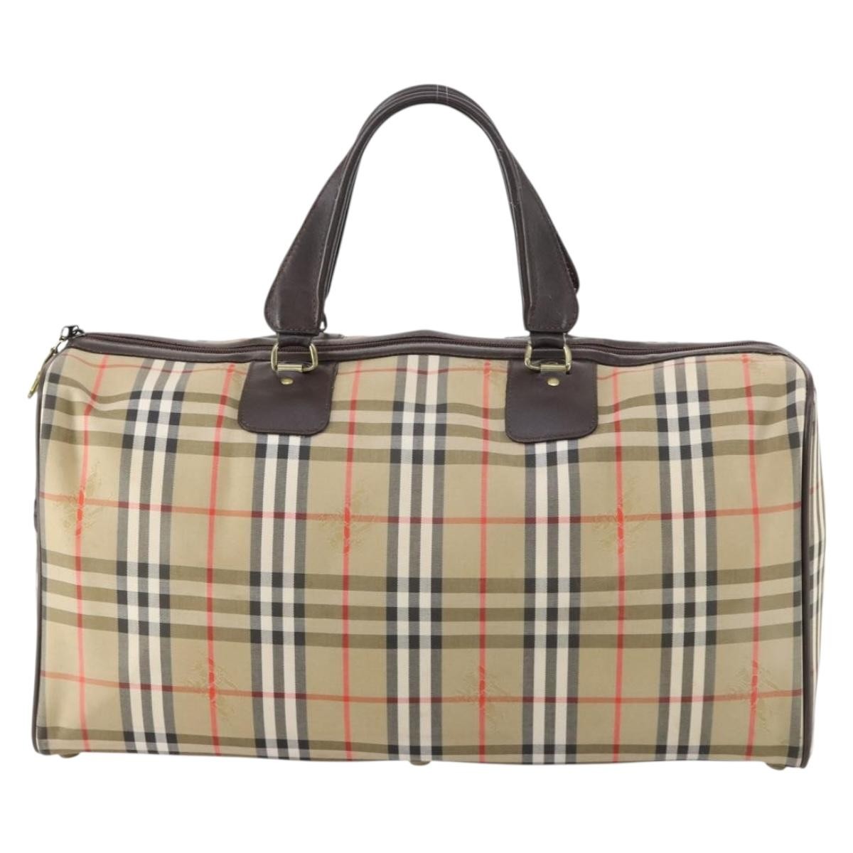 Burberry Vintage Duffle Bag Haymarket Canvas, BEIGE, CANVAS, Travel bag