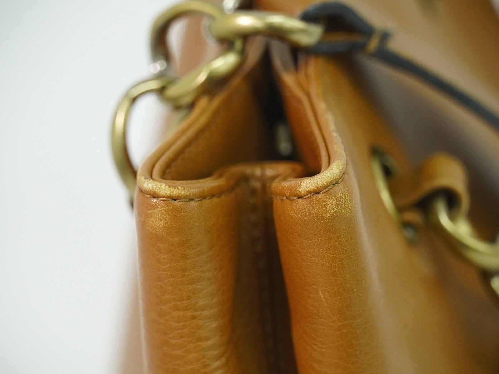 Chanel Vintage CC Tote Leather, BROWN, LEATHER, Tote bag