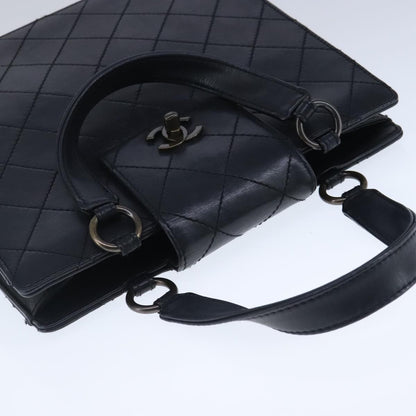 Chanel Vintage CC Turnlock Satchel Leather, BLACK, LEATHER, Handbag