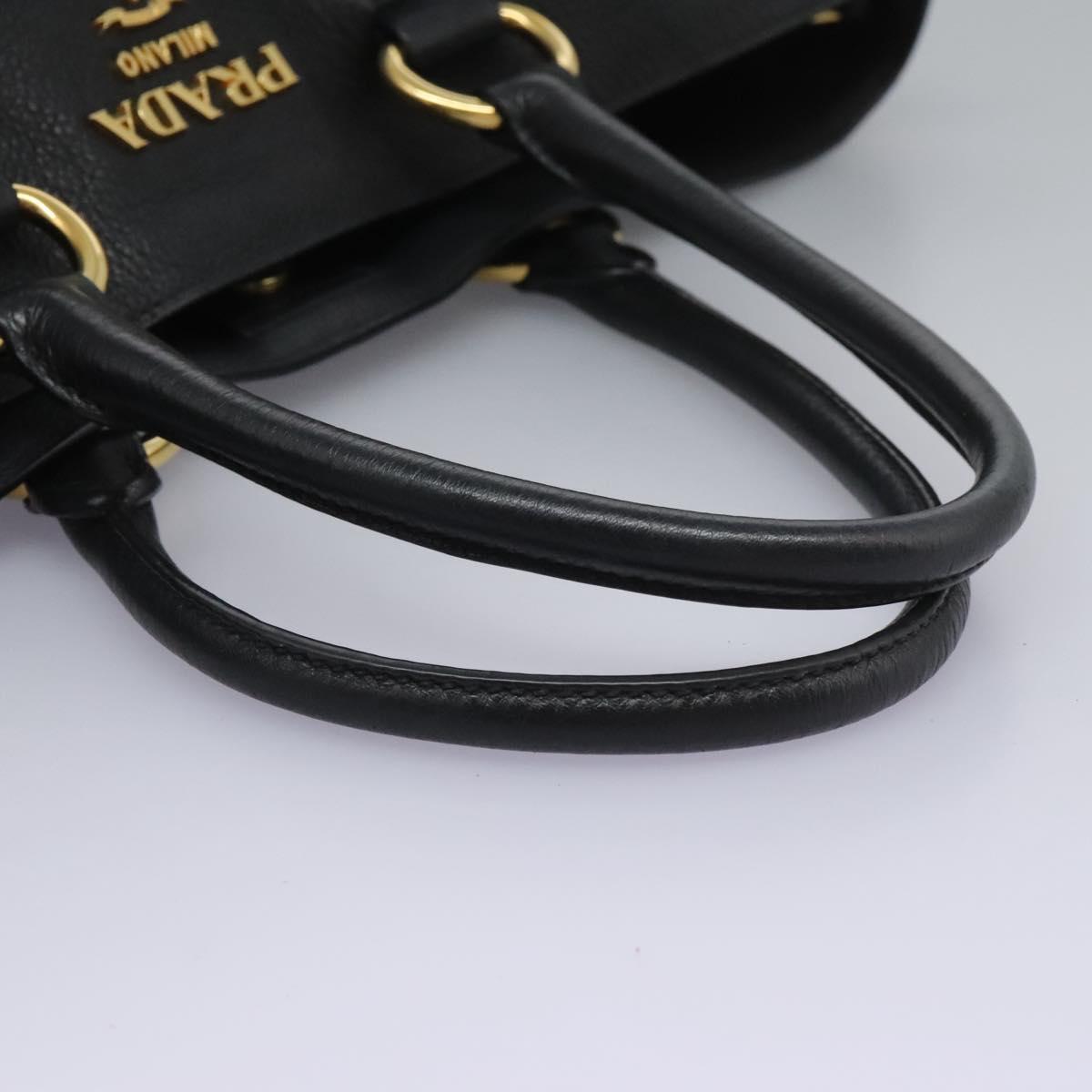 Prada Shopping Tote Vitello Daino, BLACK, LEATHER, Tote bag