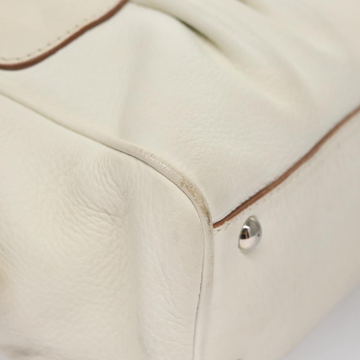 Salvatore Ferragamo Gancini handbag Leather, WHITE, LEATHER, Handbag
