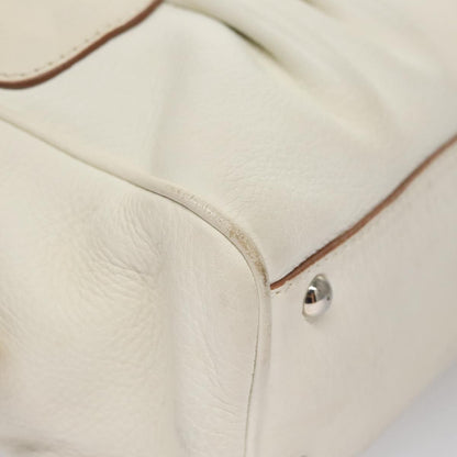 Salvatore Ferragamo Gancini handbag Leather, WHITE, LEATHER, Handbag