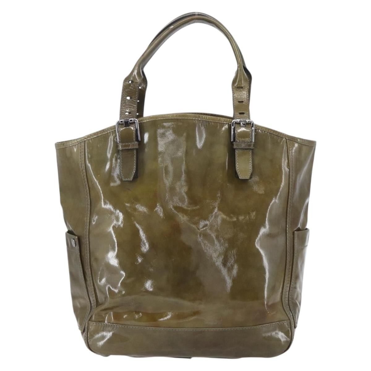 Salvatore Ferragamo Vintage Tote bag Leather, GREEN, PATENT_LEATHER, Tote bag
