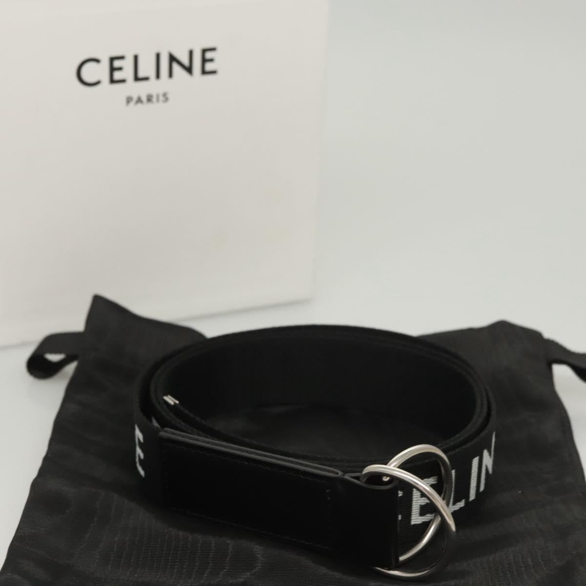 Celine Double Ring Belt Canvas, BLACK, CANVAS, Belts