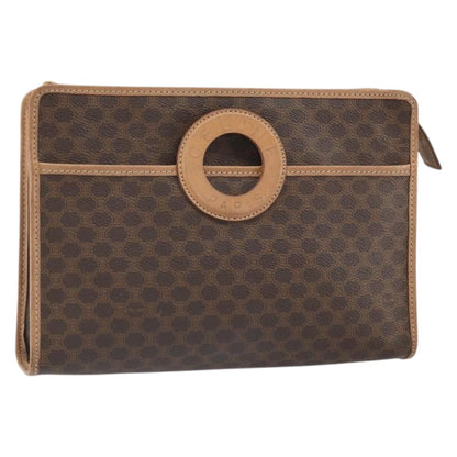 Celine Macadam Pochette Canvas and Leather, BROWN, CANVAS, Clutche & pouche