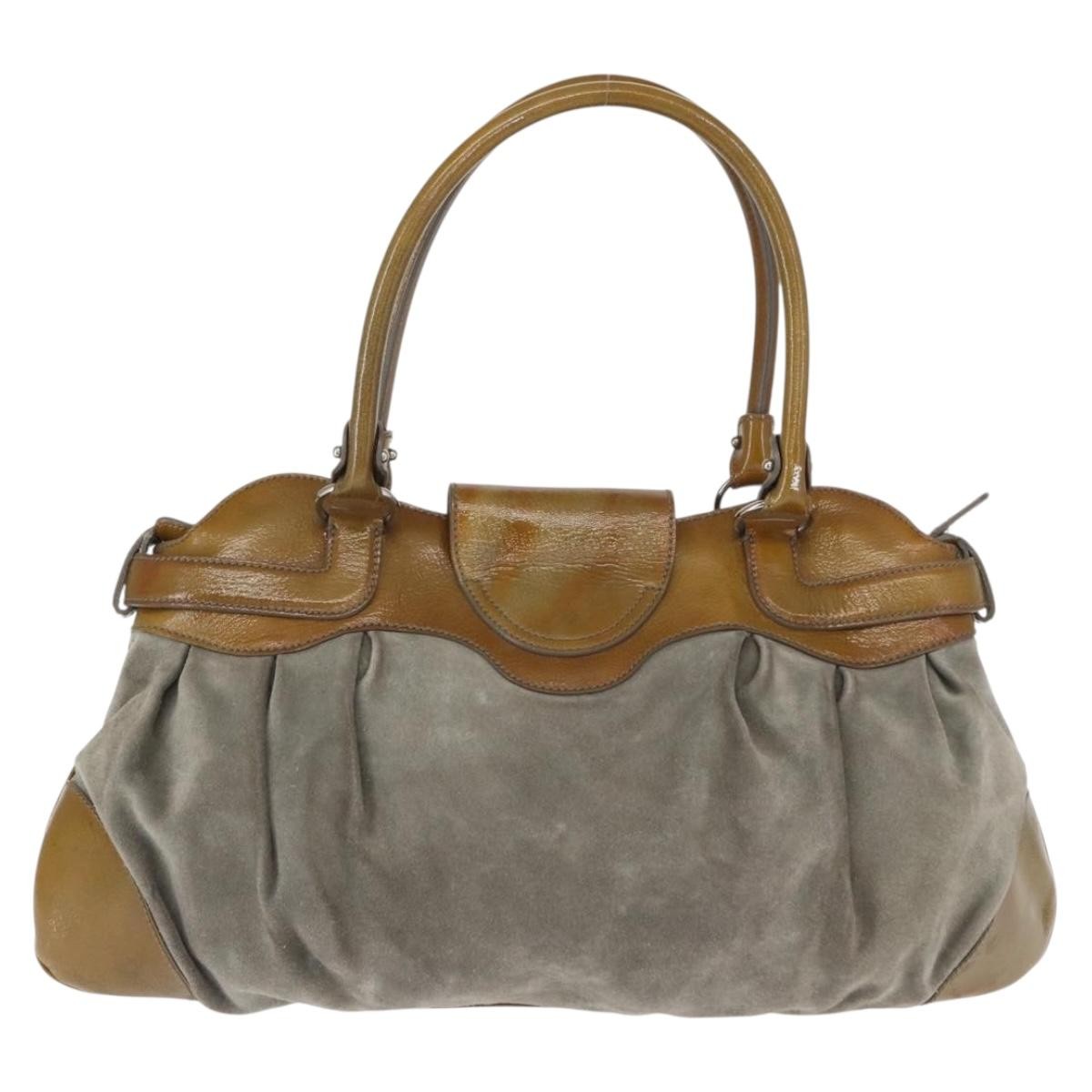 Salvatore Ferragamo Gancini handbag Suede, GREEN, SUEDE, Handbag