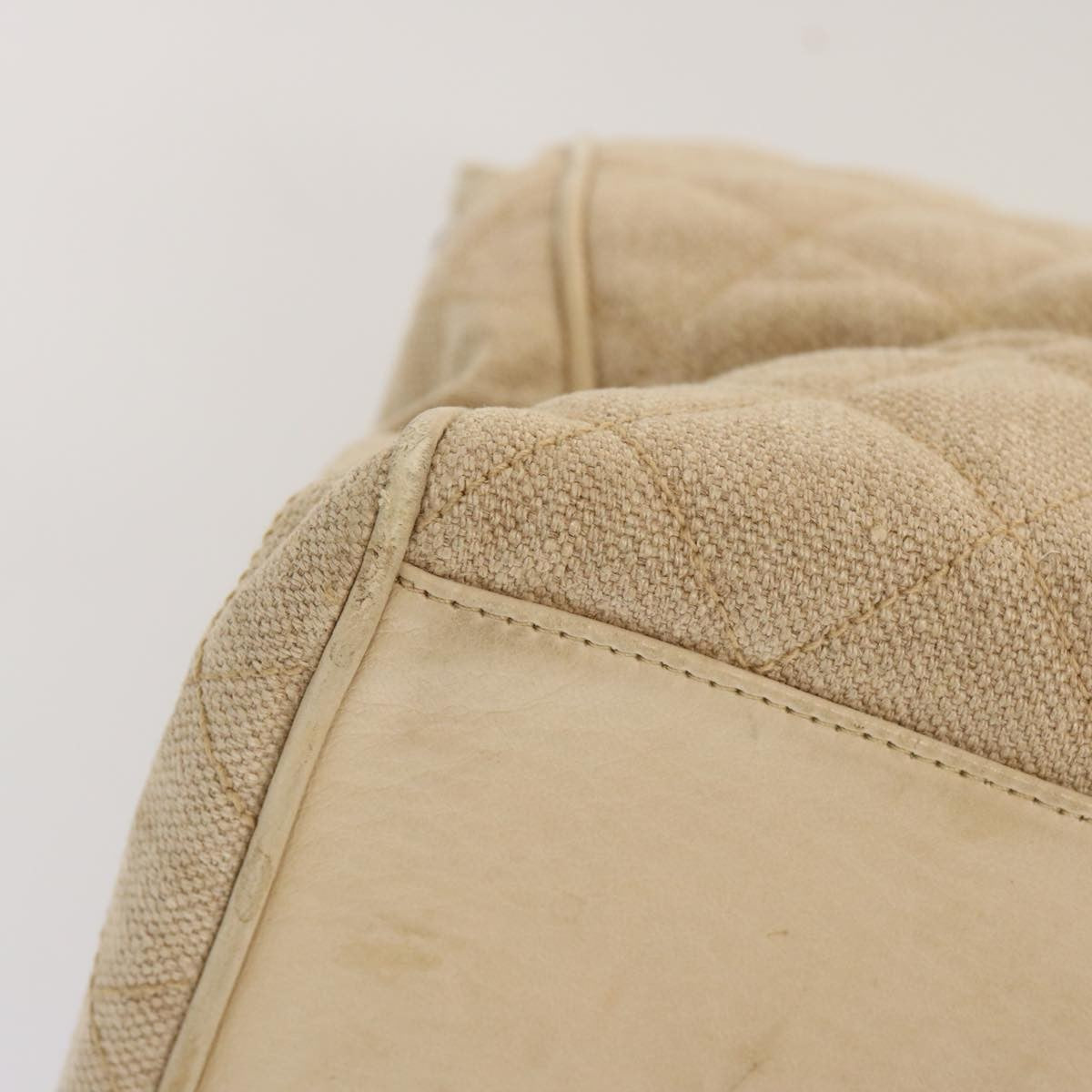 Chanel Resin Chain Handle Shoulder Bag Canvas, BEIGE, CANVAS, Shoulder bag