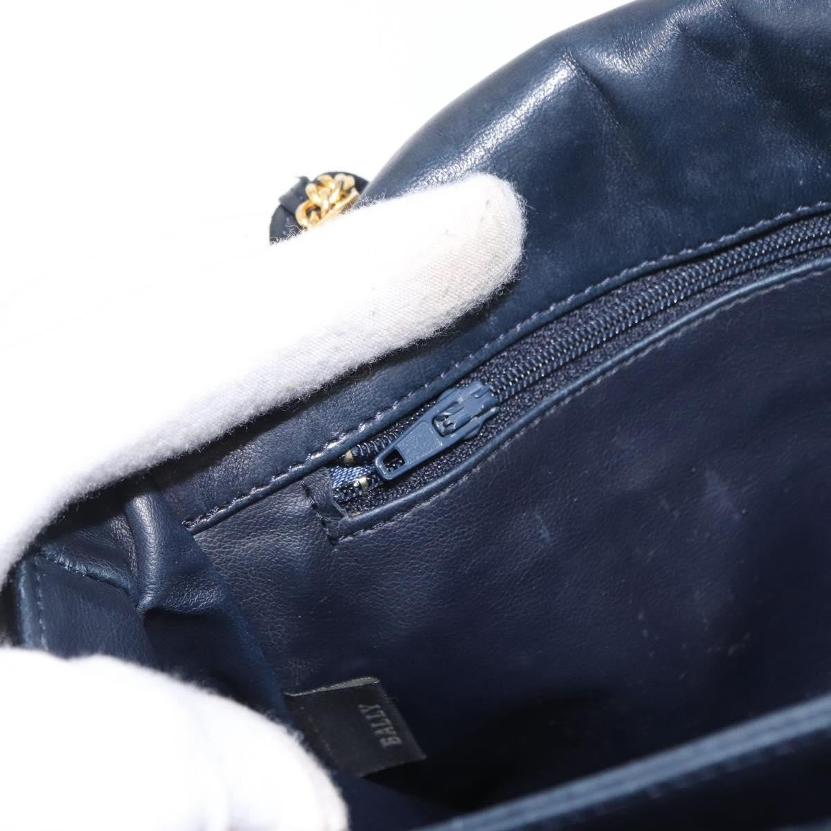 Bally Vintage Shoulder Bag Leather, NAVY, LEATHER, Shoulder bag