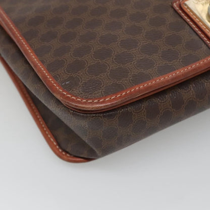 Celine Macadam Shoulder Bag PVC Leather, BROWN, CANVAS, Shoulder bag