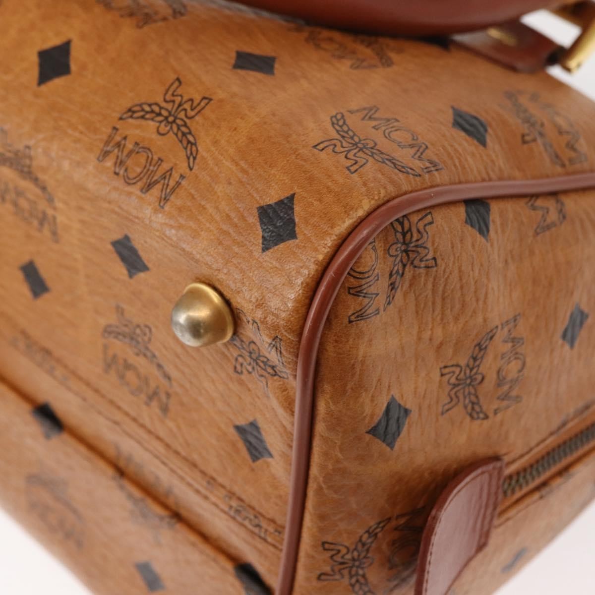 MCM Visetos logogramme Handbag Canvas and Leather, BROWN, PVC, Handbag