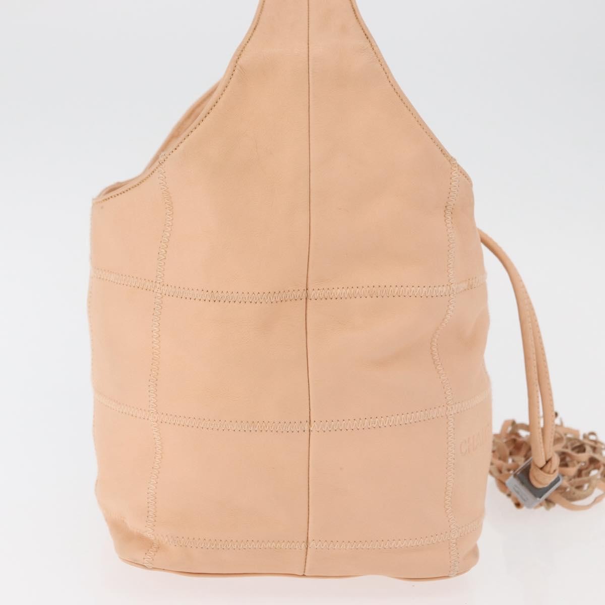 Chanel Square Stitch Tassel Hobo Quilted Leather, Pink, Leather, Handbag