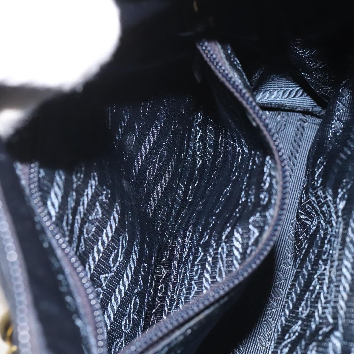 Prada Metal Handles Tote Tessuto, NAVY, NYLON, Handbag