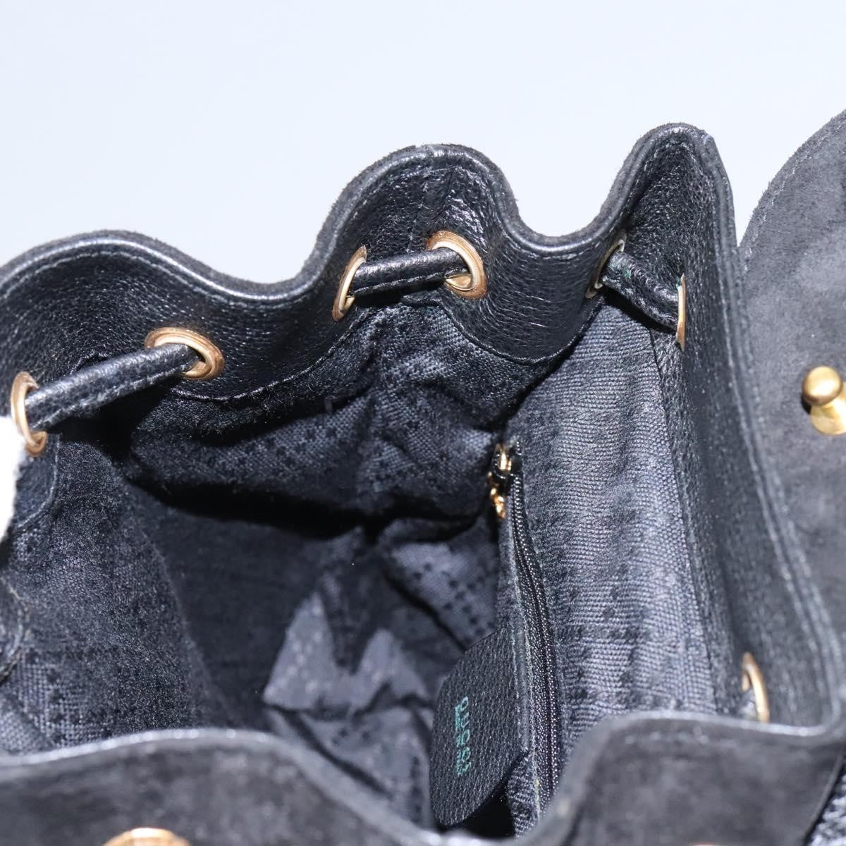 Gucci Vintage Bamboo Backpack Suede, BLACK, SUEDE, Backpack