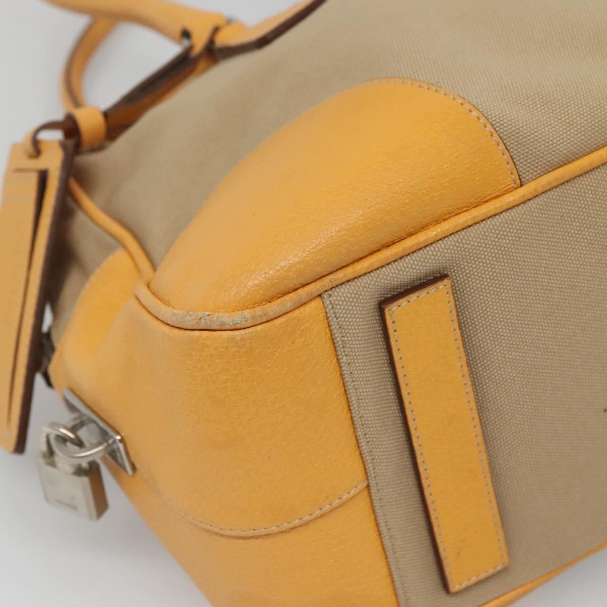 Prada Bauletto Bag Canvas with Leather, BEIGE, CANVAS, Handbag