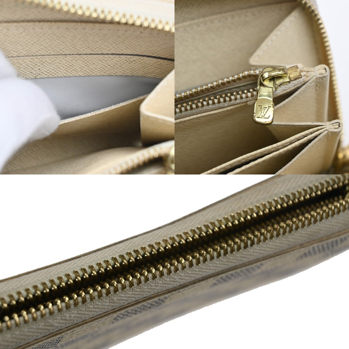 Louis Vuitton Zippy Compact Wallet Damier, WHITE, LEATHER, Wallets