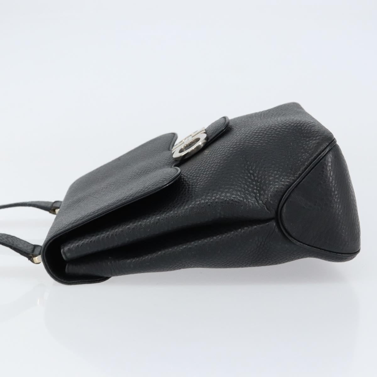 Salvatore Ferragamo Gancini Shoulder Bag Leather, BLACK, LEATHER, Shoulder bag