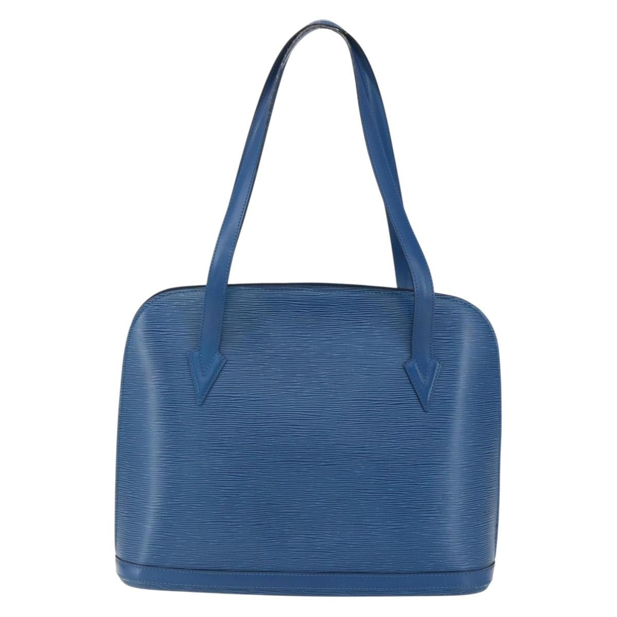 Louis Vuitton Lussac Handbag Epi Leather, BLUE, LEATHER, Shoulder bag