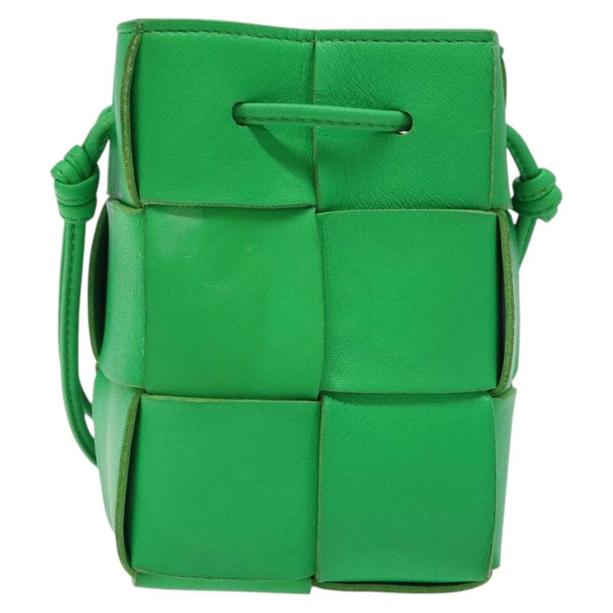 Bottega Veneta Cassette Leather, GREEN, LEATHER, Shoulder bag
