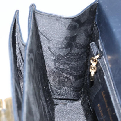 Salvatore Ferragamo Gancini Convertible Top Handle Bag Leather, NAVY, LEATHER, Handbag