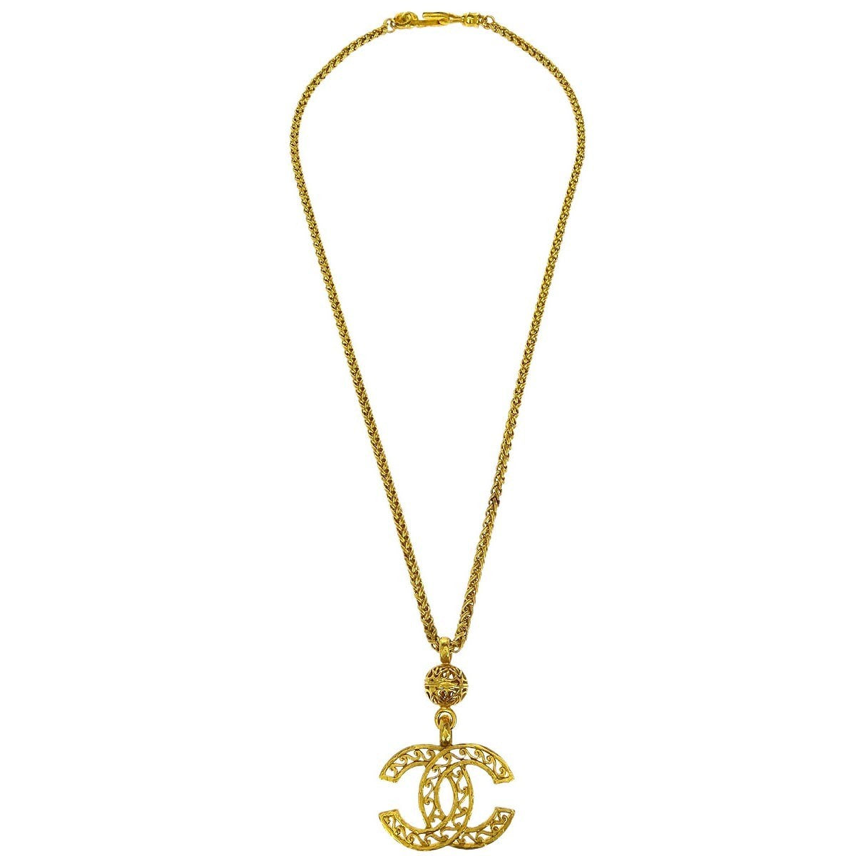 Chanel Vintage Giant CC Pendant Long Necklace Metal, GOLD, GOLD_PLATED, Necklace