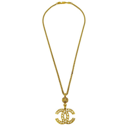 Chanel Vintage Giant CC Pendant Long Necklace Metal, GOLD, GOLD_PLATED, Necklace