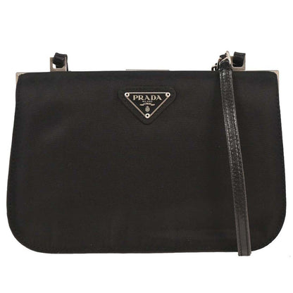 Prada Double Zip Crossbody Bag Tessuto, BLACK, NYLON, Shoulder bag