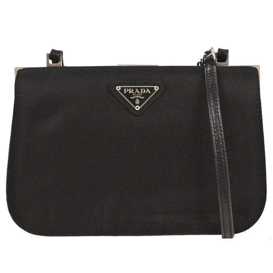 Prada Double Zip Crossbody Bag Tessuto, BLACK, NYLON, Shoulder bag