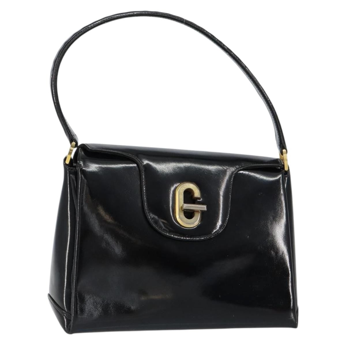 Gucci Vintage Handbag Enamel, BLACK, PATENT_LEATHER, Handbag