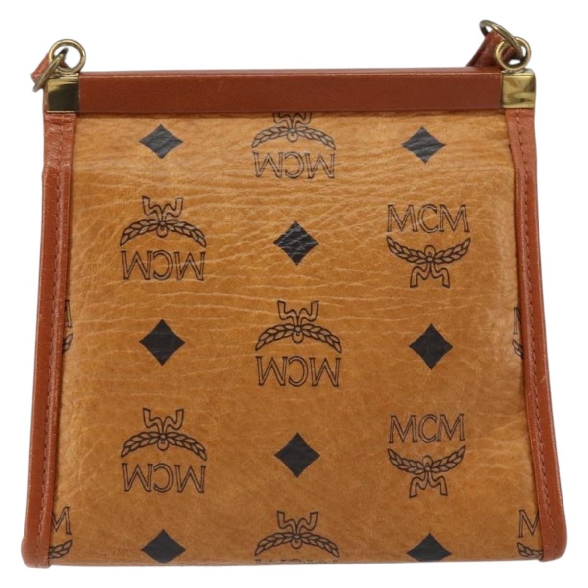 MCM Visetos Shoulder bag Canvas and Leather, BROWN, CANVAS, Shoulder bag