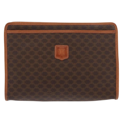 Celine Macadam Pochette Canvas and Leather, BROWN, CANVAS, Clutche & pouche