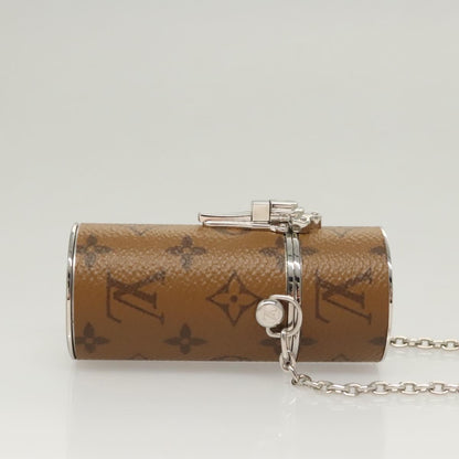 Louis Vuitton Lipstick Case on Chain Monogram Canvas, BROWN, CANVAS, Clutche & pouche