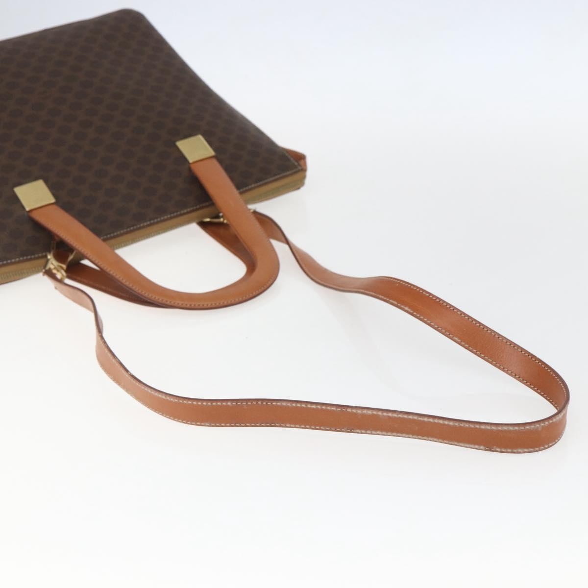 Celine Vintage Macadam Handbag Canvas and Leather, BROWN, CANVAS, Handbag