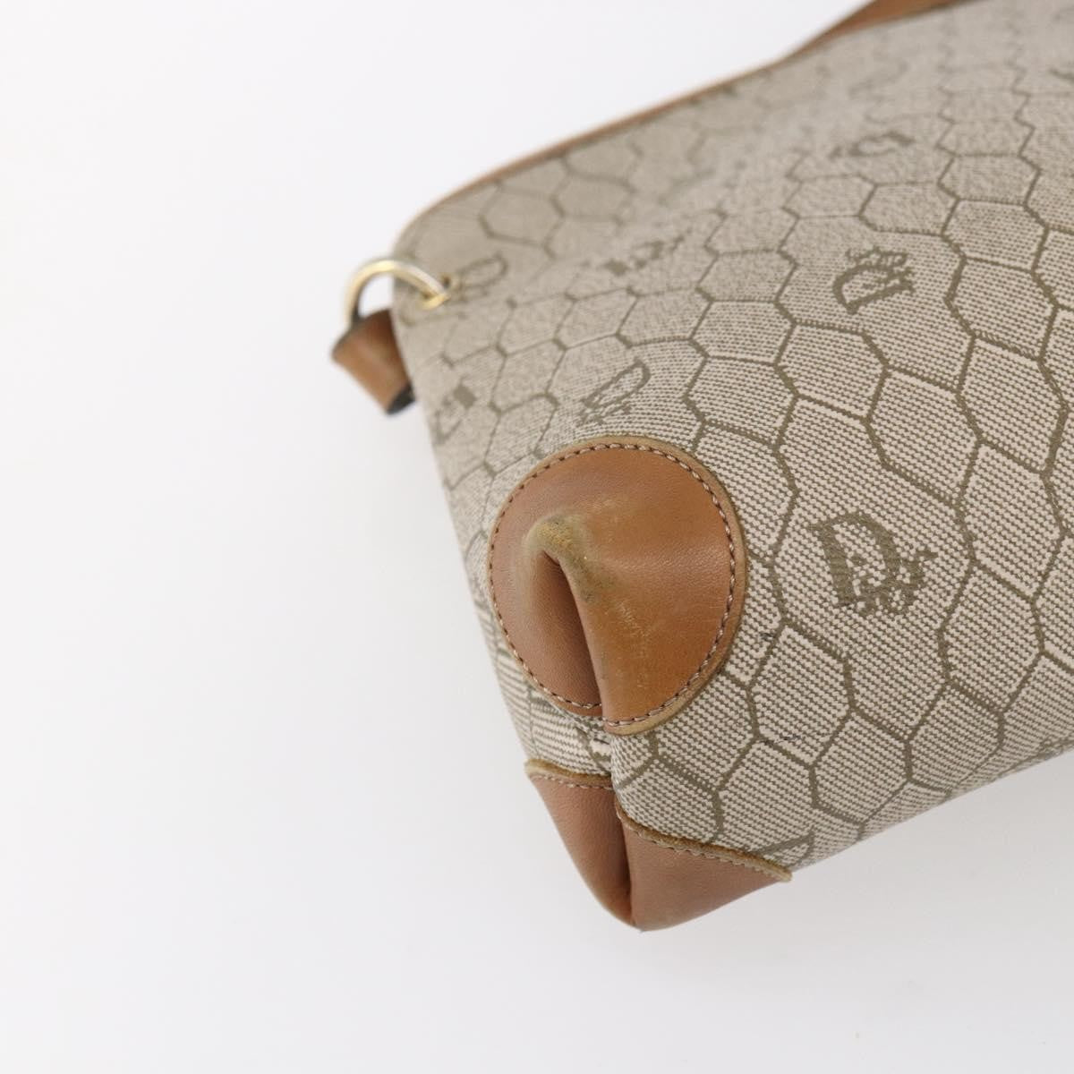 Christian Dior Vintage Honeycomb Shoulder Bag Canvas and Leather, BEIGE, CANVAS, Shoulder bag