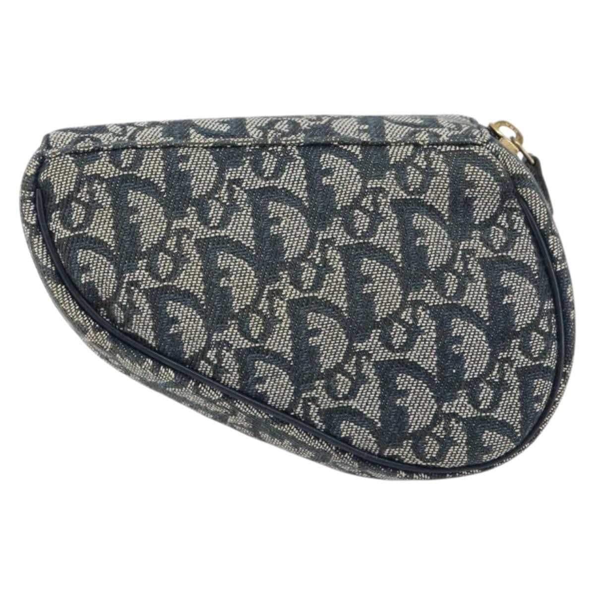 Christian Dior Vintage Saddle Coin Purse Diorissimo Canvas, NAVY, CANVAS, Clutche & pouche