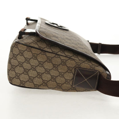 Gucci Interlocking G Messenger Bag GG Coated Canvas, BROWN, PVC, Crossbody bag
