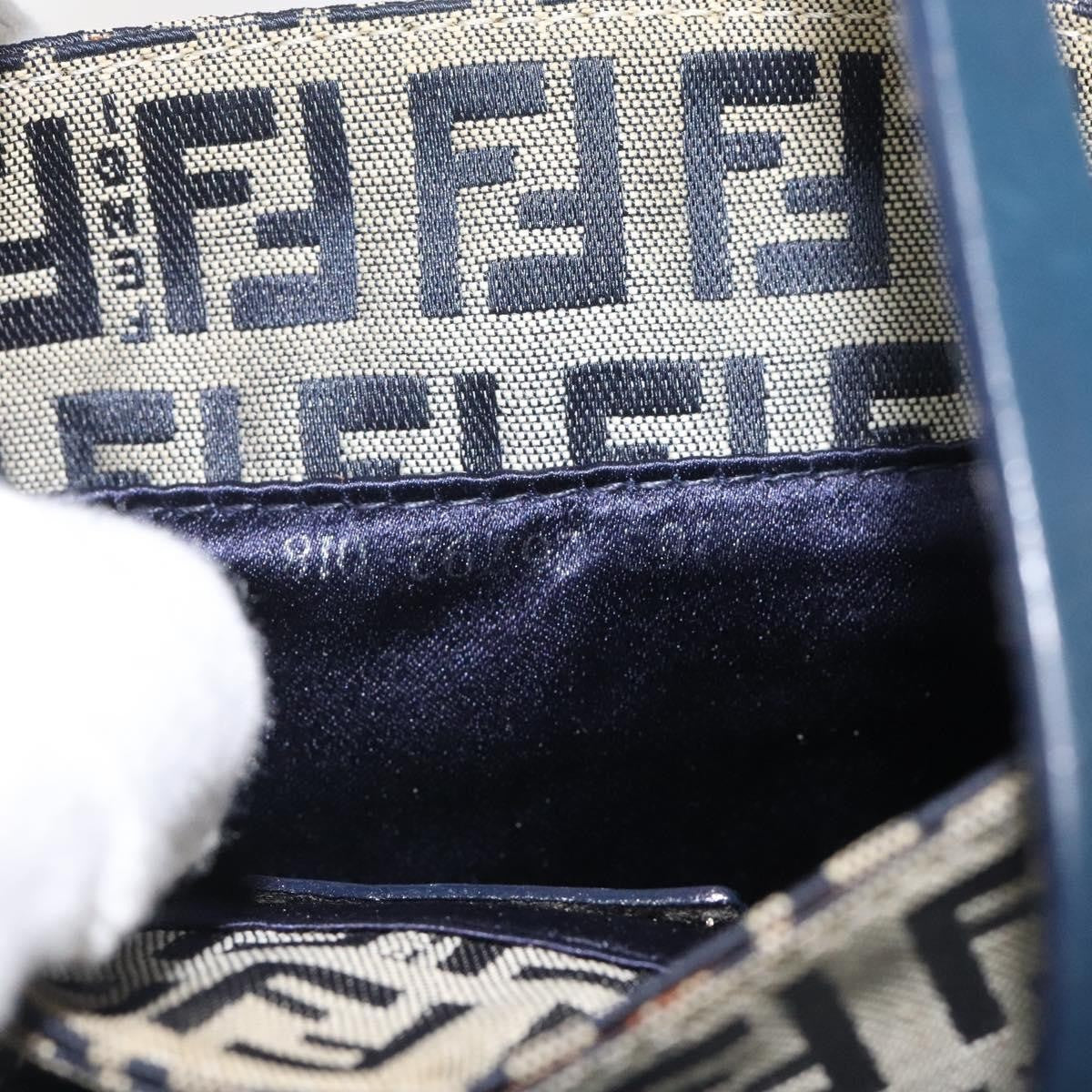 Fendi Vintage Shoulder Bag Zucca Canvas, NAVY, CANVAS, Shoulder bag