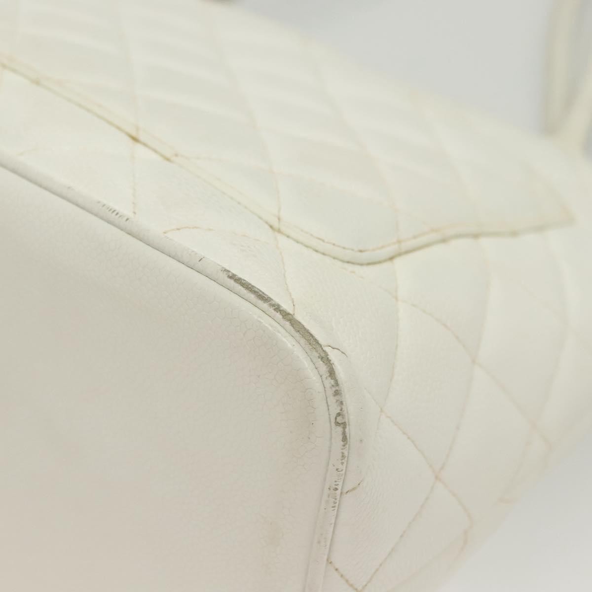 Chanel Medallion Tote Quilted Caviar, WHITE, LEATHER, Tote bag