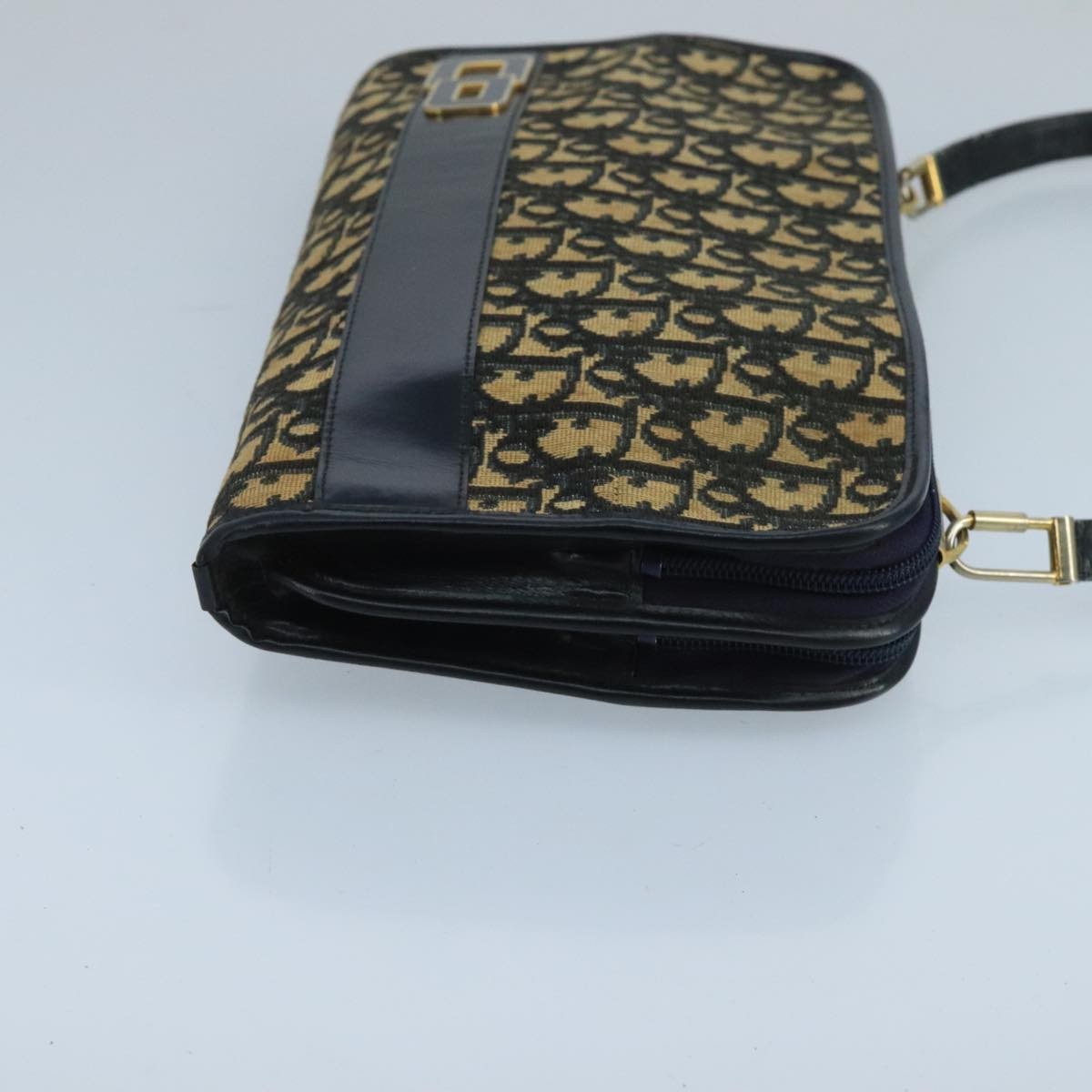 Christian Dior Vintage Trotter Crossbody Bag Diorissimo Coated Canvas, NAVY, CANVAS, Shoulder bag