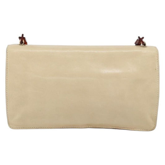 Prada Flap Shoulder Bag Leather, BEIGE, LEATHER, Shoulder bag