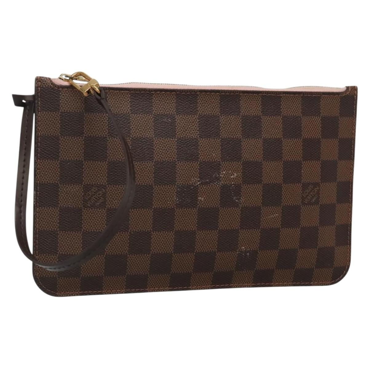 Louis Vuitton Neverfull Pochette Damier, BROWN, CANVAS, Tote bag