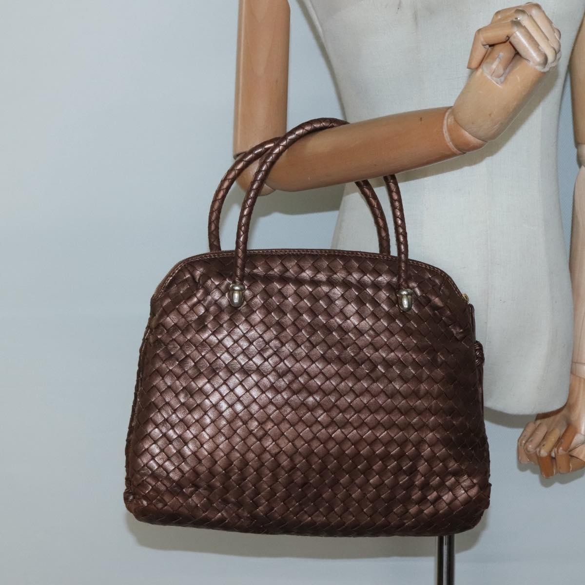 Bottega Veneta Intrecciato Leather, BROWN, LEATHER, Handbag