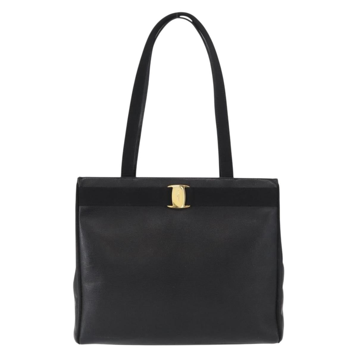 Salvatore Ferragamo Vala tote Leather, BLACK, LEATHER, Tote bag