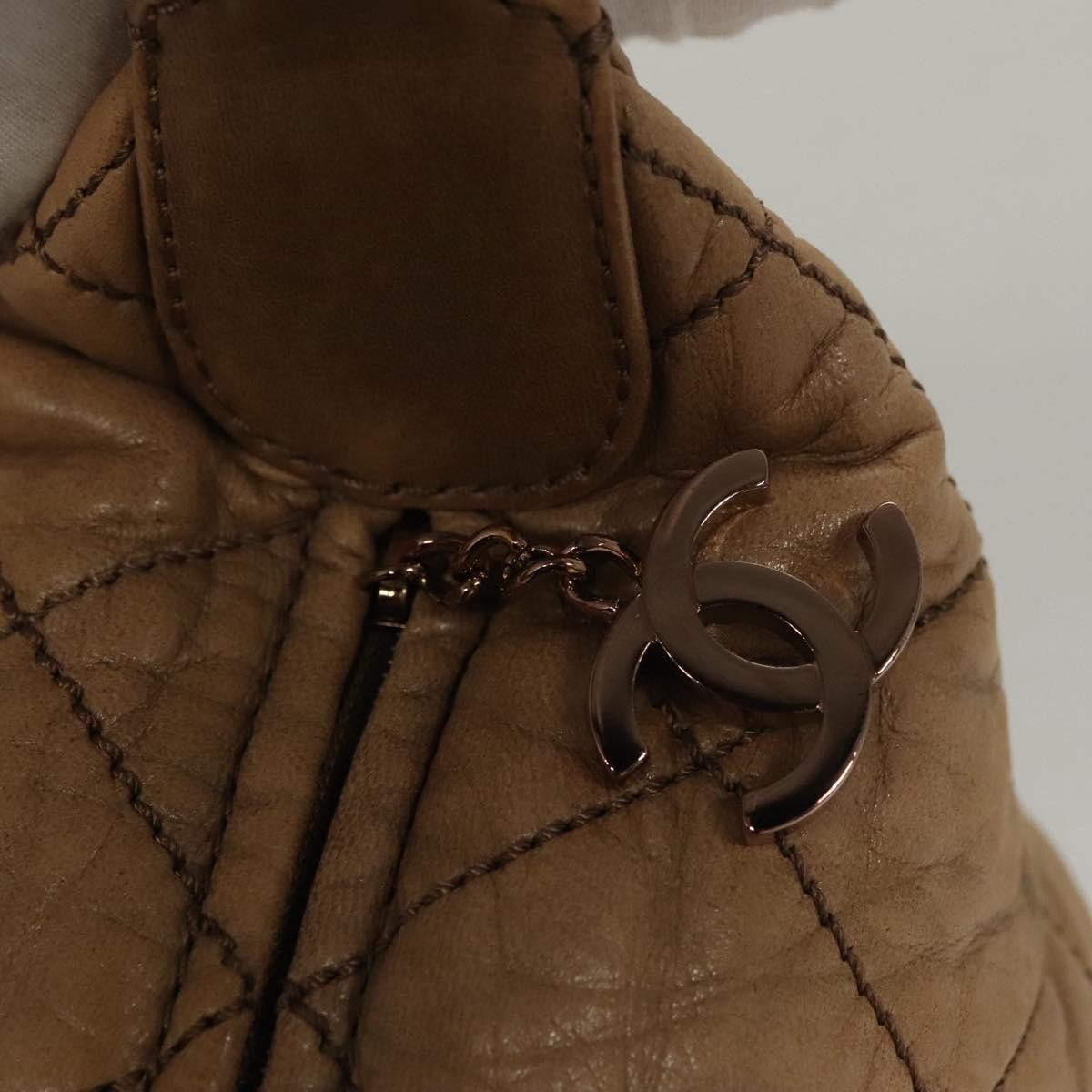 Chanel Vintage Wild Stitch Zip Shoulder Bag Quilted Lambskin, BROWN, LEATHER, Shoulder bag