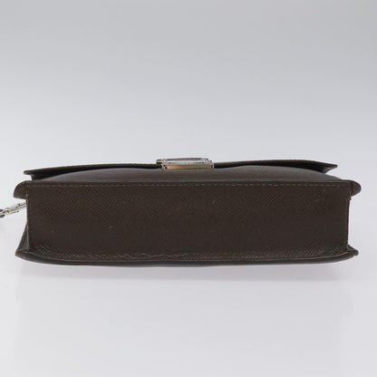 Louis Vuitton Belaia Clutch Taiga Leather, BROWN, LEATHER, Clutche & pouche